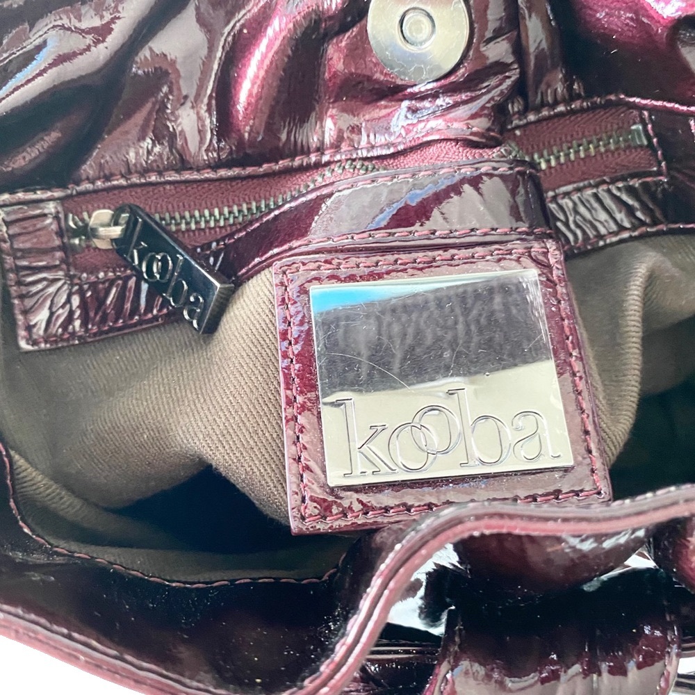 Kooba ❁ Bonnie Patent Leather Mini Bow Top Handle Handbag Bag ❁ Purple Merlot ❁ - Picture 9 of 17
